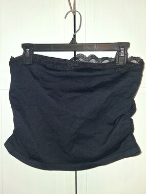 OQQ Black Lace-Trim Bandeau Tube Top - Womens Intimates
